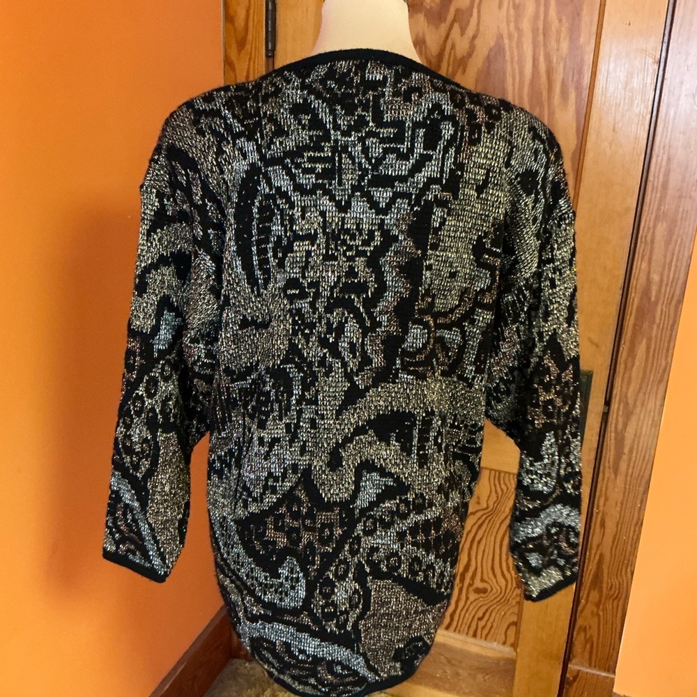 Vtg 80s sparkly geometric oversized sweater - Picture 10 of 12